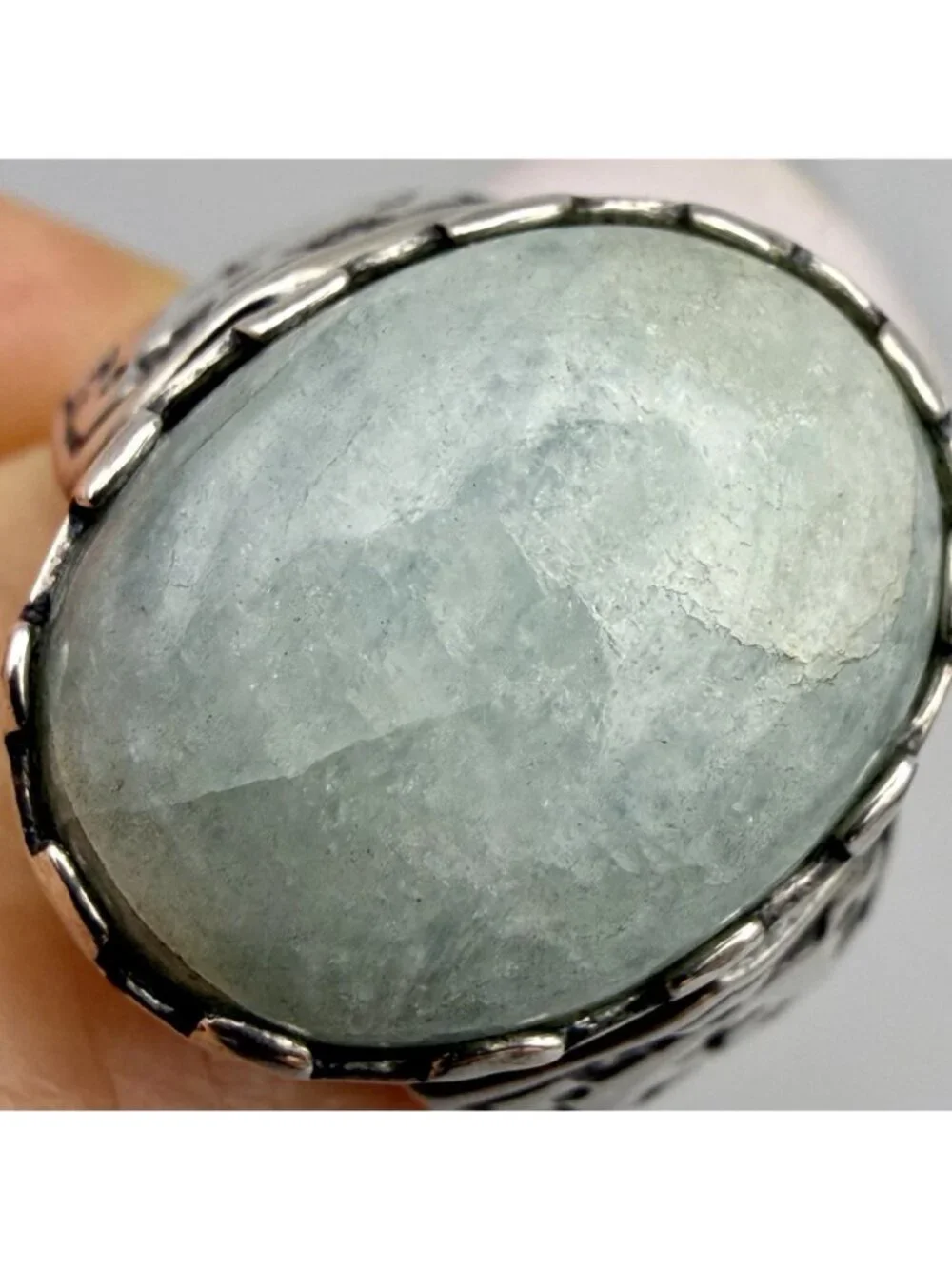 Carolyn Pollack Milky Aquamarine Shield Ring Relios Sterling Silver Size 7